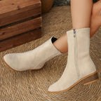 Botines de Tacón Cuadrado | Ante Sintético | Mujer