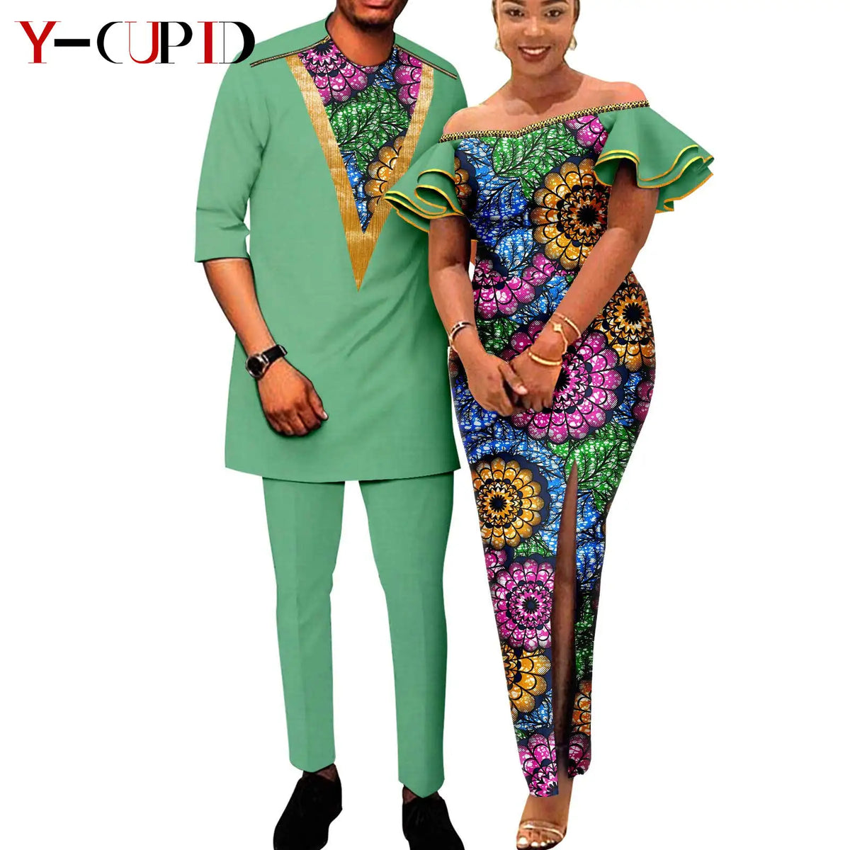 Vestido Volantes Estampado Africano Pareja | Camisa Cremallera Pantalón | Tallas S-6XL | Tico Trendy
