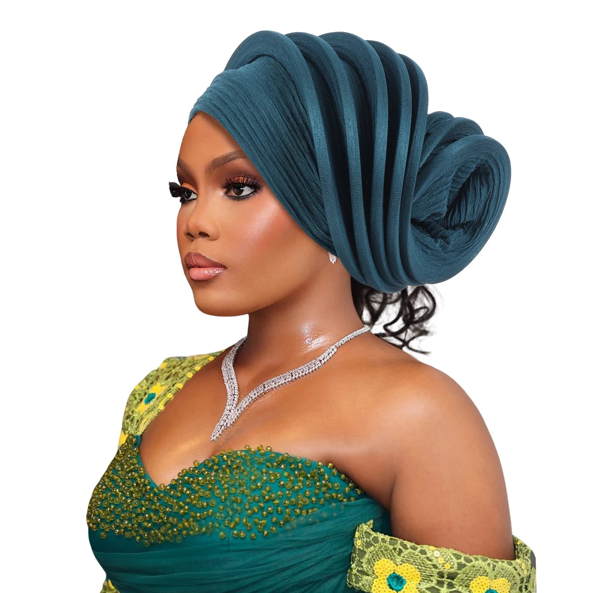Turbante Africano Listo para Usar, Gele para Boda