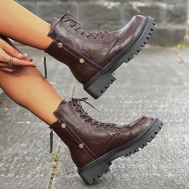 Botines Punk Góticos | Suela Gruesa | Cordones | Mujer