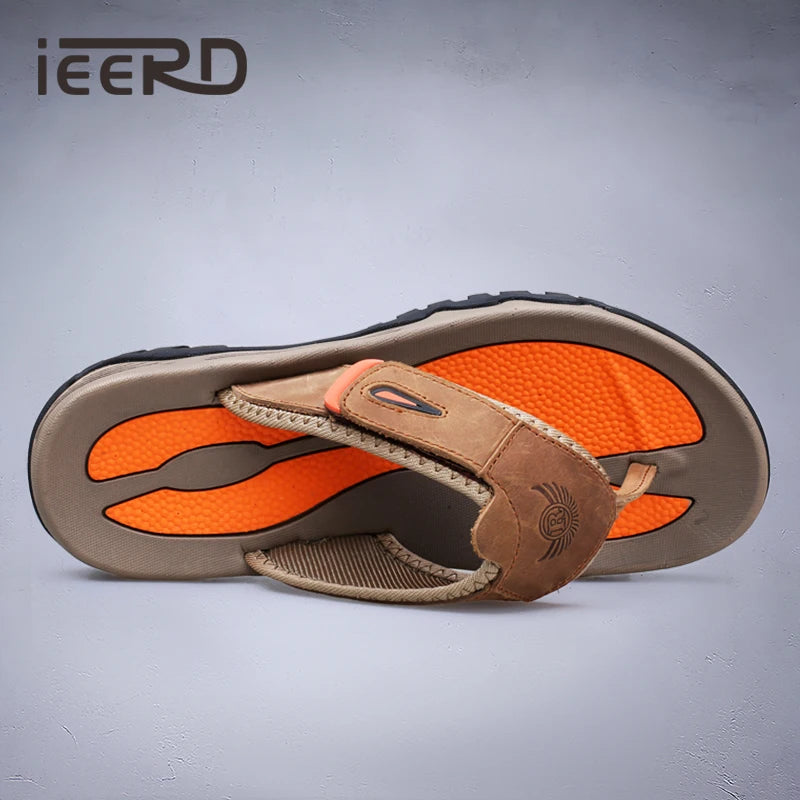 Chanclas Cuero Vaca Hombre Verano | Antideslizantes Playa Talla Grande Casual
