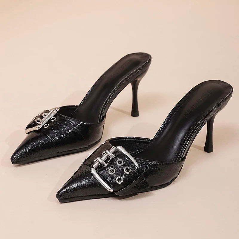 Sandalias Mules de Plataforma con Tacón Fino para Mujer