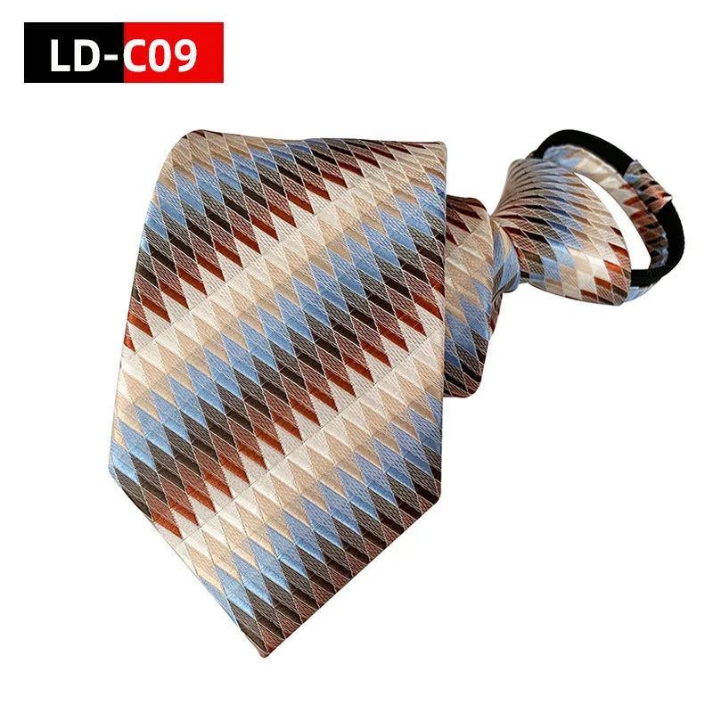 Corbata Preatada Con Cremallera Rayada Elegante y Práctica Para Bodas