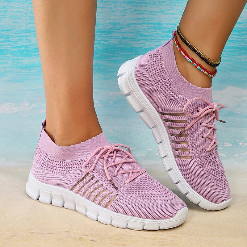 Zapatillas de Punto Transpirables | Plataforma | Suela Blanda | Talla Grande | Verano