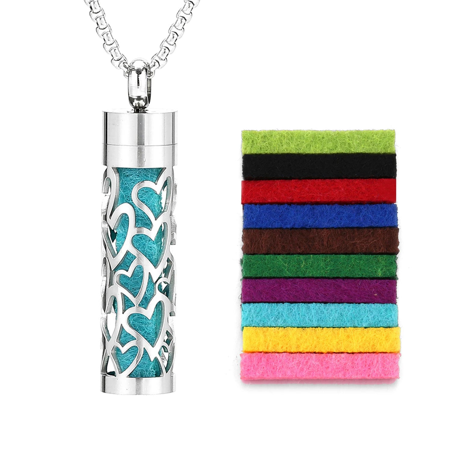 Ambientador de barra Vertical hueca de acero inoxidable, difusor de aceite de Perfume, medallón, joyería, colgante, collar para mujeres, hombres y adolescentes