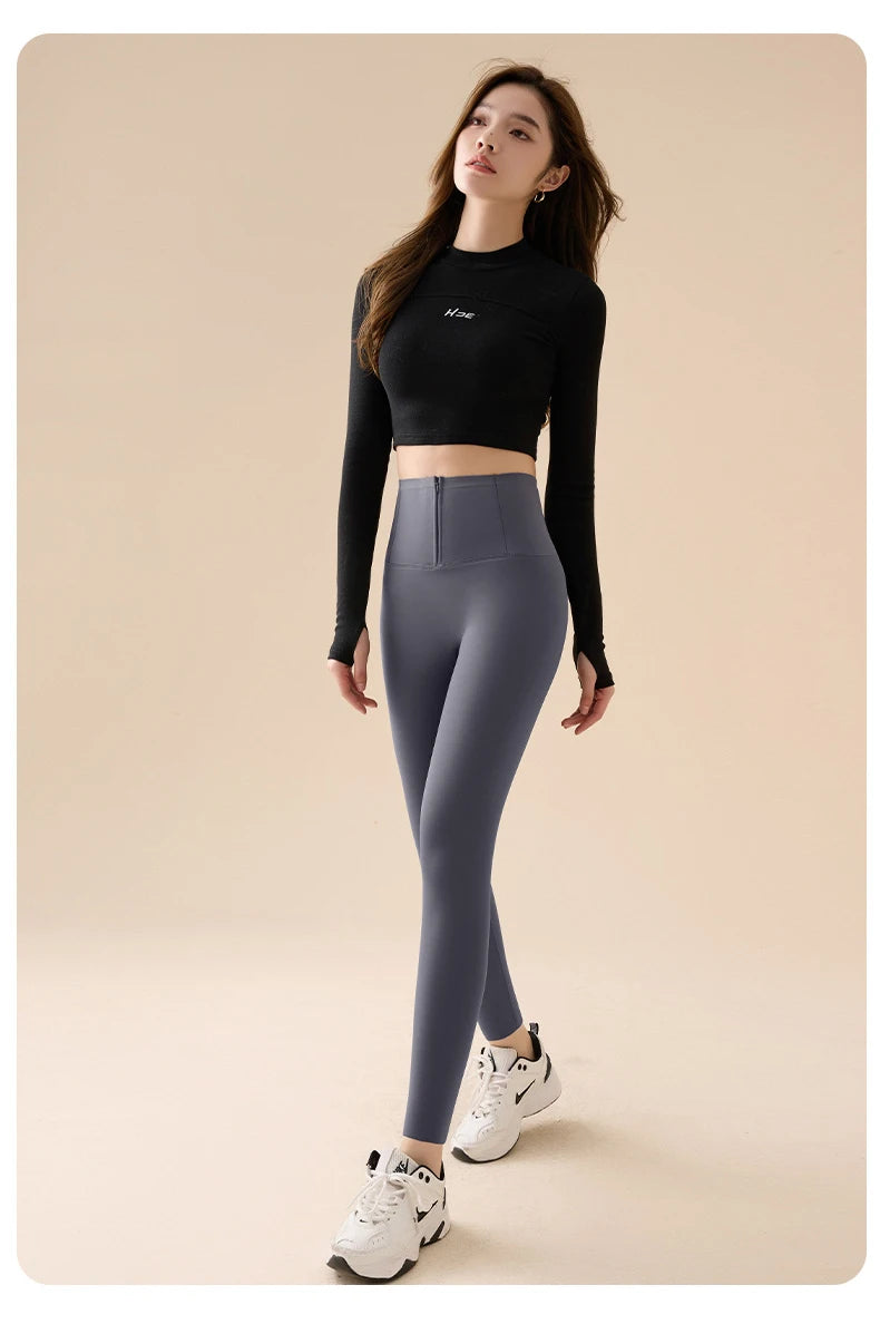 Leggings Piel Tiburón Polar Grueso | Moldeador Cremallera Cálida | Cintura Shaping OI | Ticotrendy