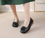 Mocasines Étnicos De Flores | Cuero Genuino Estilo Retro Lujoso Casual
