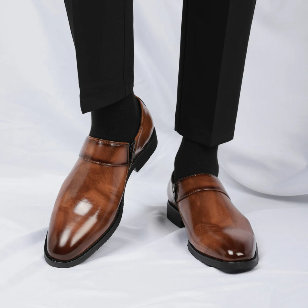 Zapatos Formales Morados Hombre | Charol Punta Estrecha Sin Cordones Cómodos Negocios