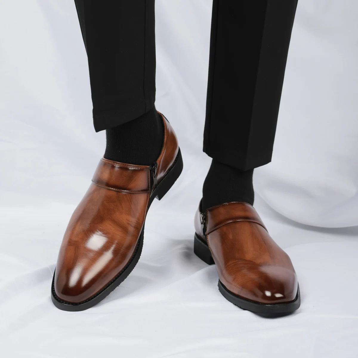 Zapatos Formales Morados Hombre | Charol Punta Estrecha Sin Cordones Cómodos Negocios