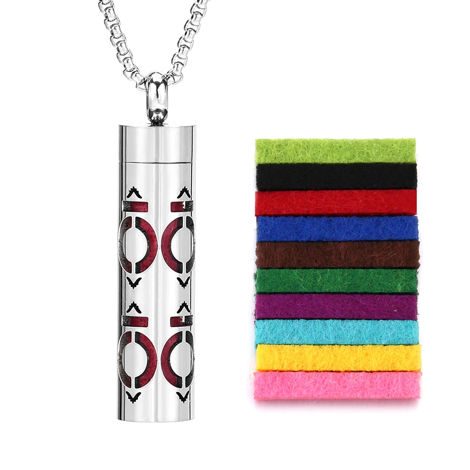 Ambientador de barra Vertical hueca de acero inoxidable, difusor de aceite de Perfume, medallón, joyería, colgante, collar para mujeres, hombres y adolescentes