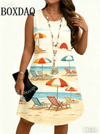 Vestido de Conchas Marinas Bohemio | Sin Mangas para Playa y Fiesta | Midi Holgado Talla Grande | Tico Trendy