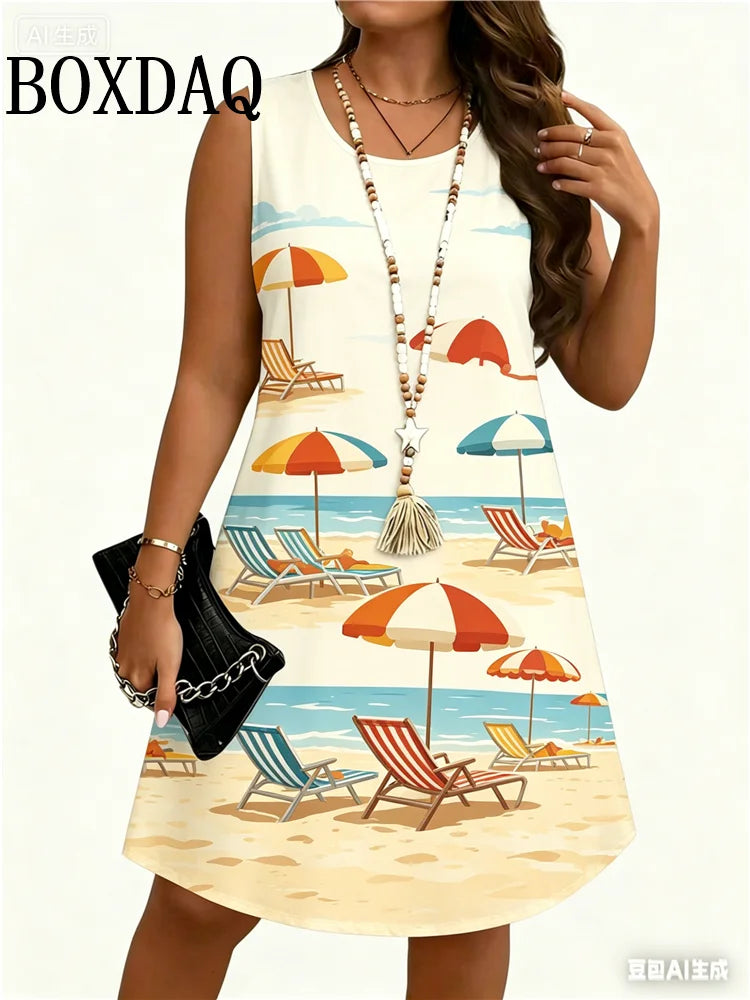 Vestido de Conchas Marinas Bohemio | Sin Mangas para Playa y Fiesta | Midi Holgado Talla Grande | Tico Trendy