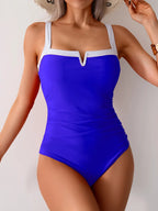 Traje de Baño Sexy de Cuello V y Cintura Alta | Playa