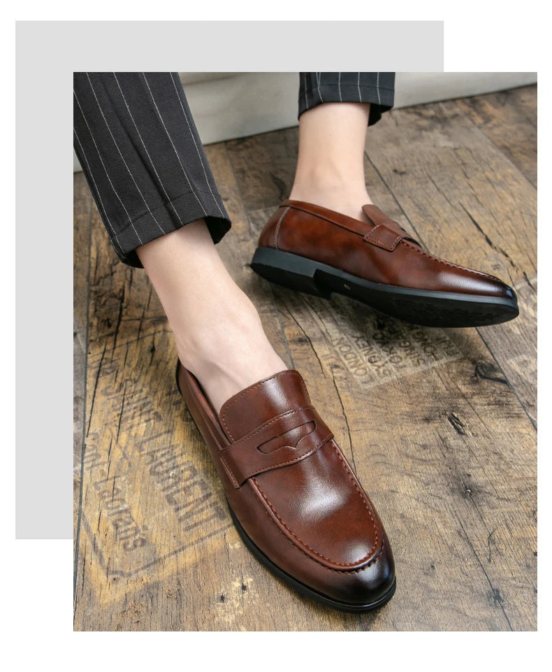 Zapatos de vestir para hombre, mocasines de cuero social, talla grande 48, zapatos de cuero casuales de negocios para hombre, zapatos clásicos de fiesta y oficina para hombre