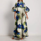 Vestido Maxi Estampado Cintura Ceñida Casual Chic