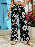 Pantalón Bohemio Traf | Cintura Alta y Pierna Ancha - Estampado Floral