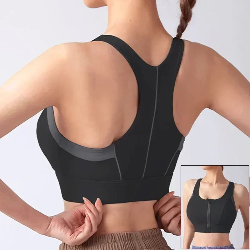 Top Sujetador Deportivo para Mujer | Cremallera Frontal y Realce | Top de Yoga y Fitness