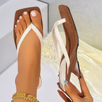 Chanclas de tacón con pezuña a la moda para mujer, sandalias con punta cuadrada y Clip para verano 2025, zapatillas de tacón medio de estilo de diseñador para mujer
