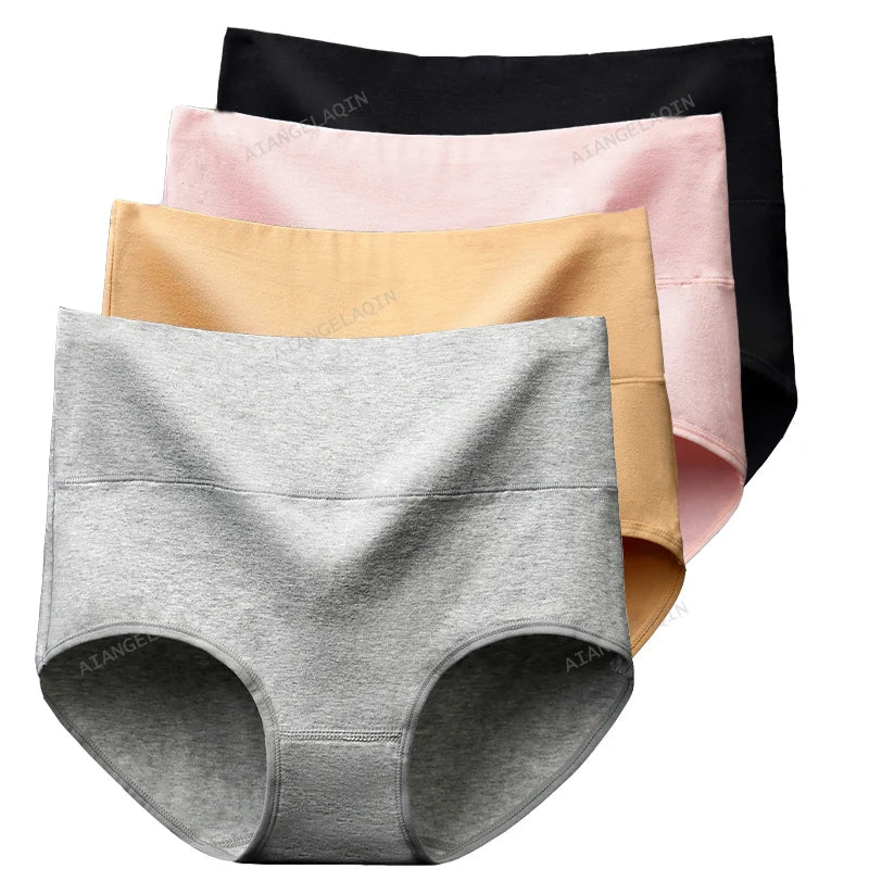 4 Paquete Bragas Cintura Alta | Algodón Moldeador Talla Grande | Tico Trendy