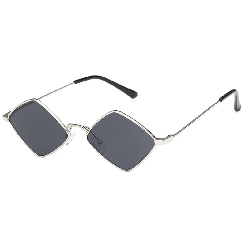 Gafas Sol Punk Rombo Pequeño Marco Metálico | Diseñador Tendencia UV400 Para Conducir