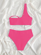 Bikini de Un Hombro y Tiro Alto - Conjunto Elegante para la Arena