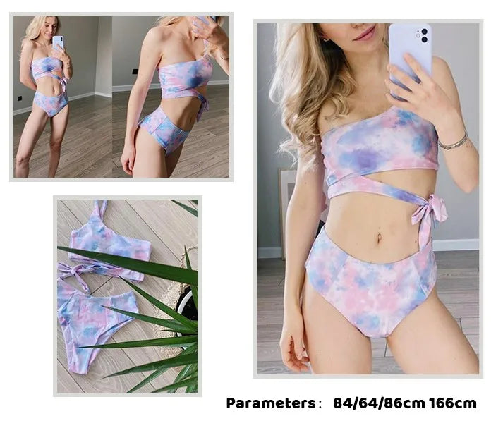 Bikini de Una Correa para Hombro - Traje de Baño Dividido