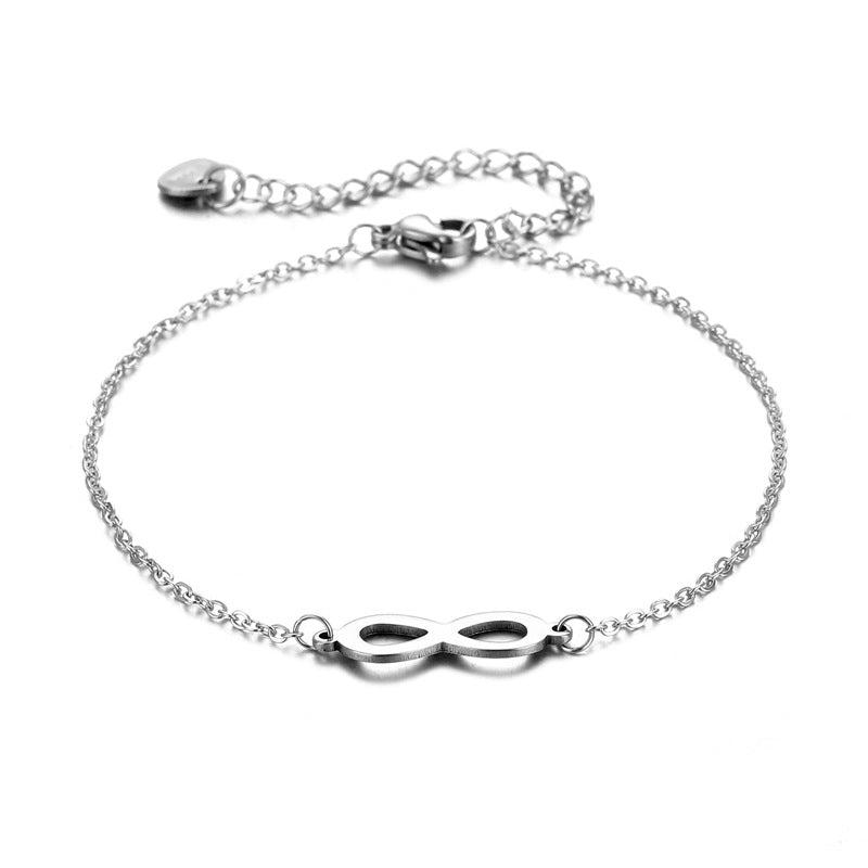 Pulseras con dijes de símbolo infinito de acero inoxidable para mujeres y niñas, accesorios de mano simples, regalos para amantes