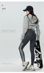 Mallas Piel Tiburón Raya Bolsillo | Cintura Alta Ajustado Fitness | Yoga Ciclismo Correr Otoño | Ticotrendy