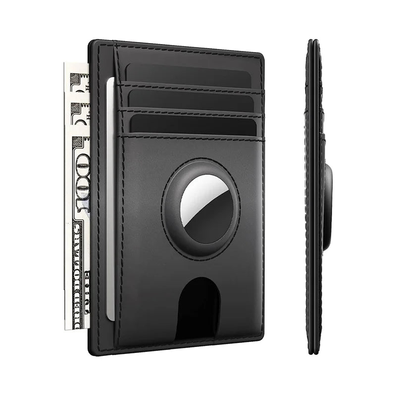 Tarjetero Airtag para hombre, cartera RFID antirrobo de cuero genuino, funda para tarjetas de crédito y identificación, funda para hombre de alta calidad