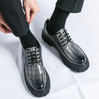 Zapatos Vestir Marrones Hombre | A Cuadros Cordones Punta Redonda Informal Negocios