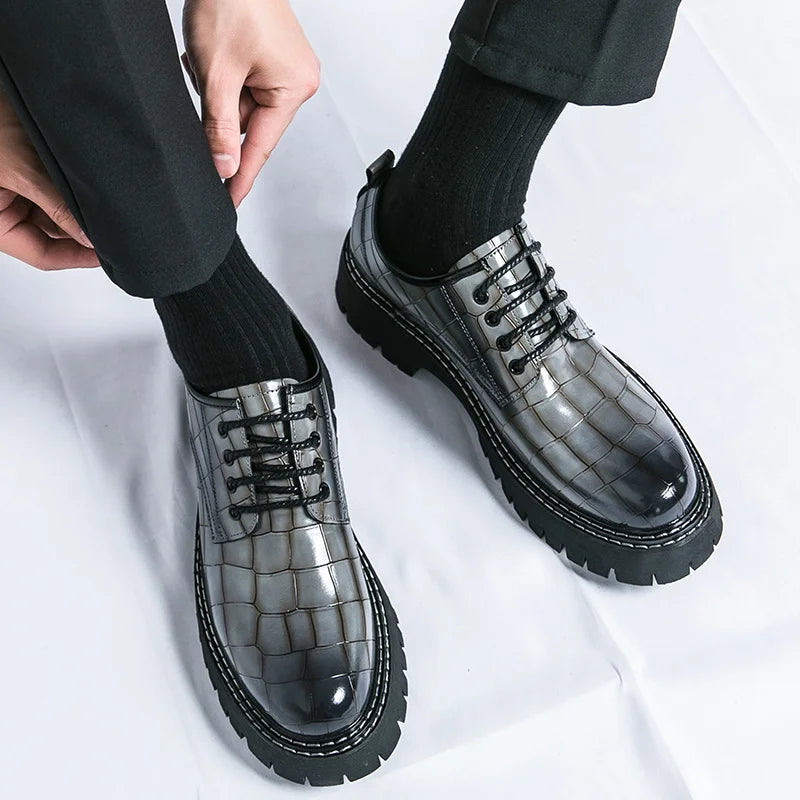 Zapatos Vestir Marrones Hombre | A Cuadros Cordones Punta Redonda Informal Negocios