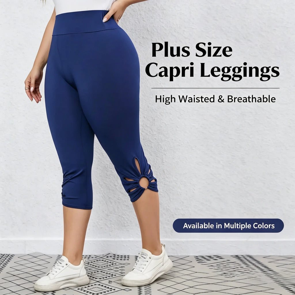 Leggings Elásticos Talla Grande | Pantalones Capri Sin Costuras | Cintura Elástica para Verano | Tico Trendy