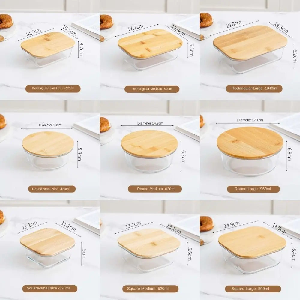 Fiambrera de Vidrio para Oficina | Tapa de Bambú y Apto para Microondas | Antifugas y Fresco |