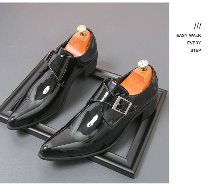 Mocasines Negros Lujo Hombre | Punta Puntiaguda Sin Cordones Zapatos Oxford Boda