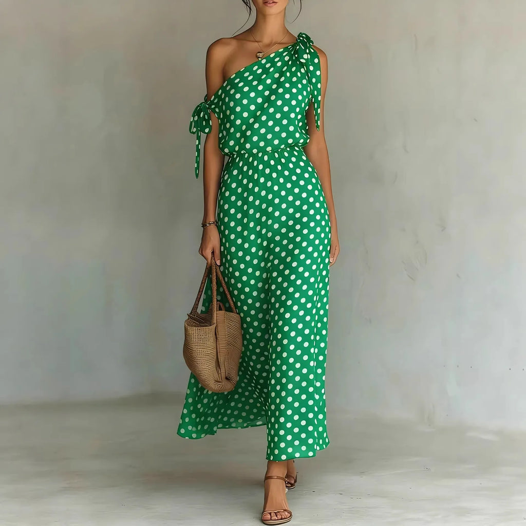 Vestido Midi Estampado Hombros Descubiertos