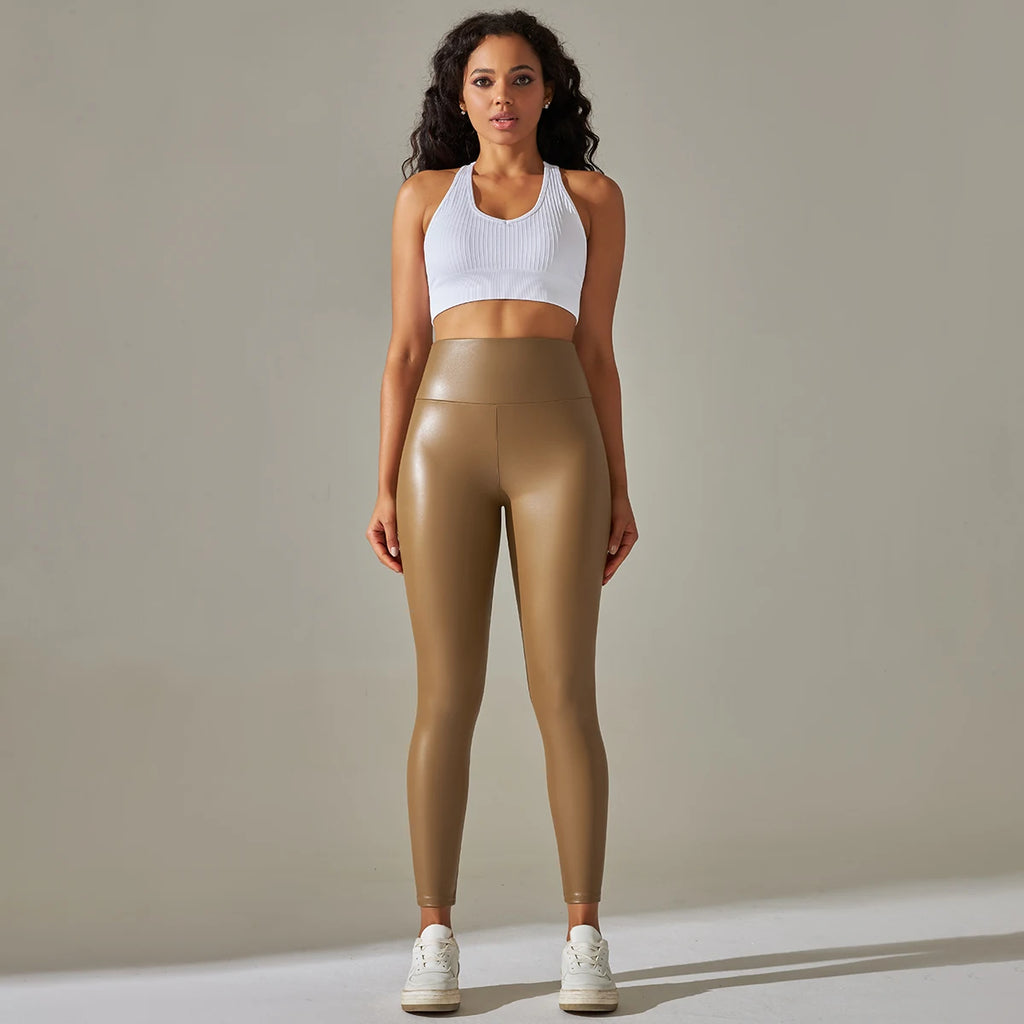 Leggings Cuero Verano Mujer | Cintura Alta Efecto Push Up | Piel Sintética