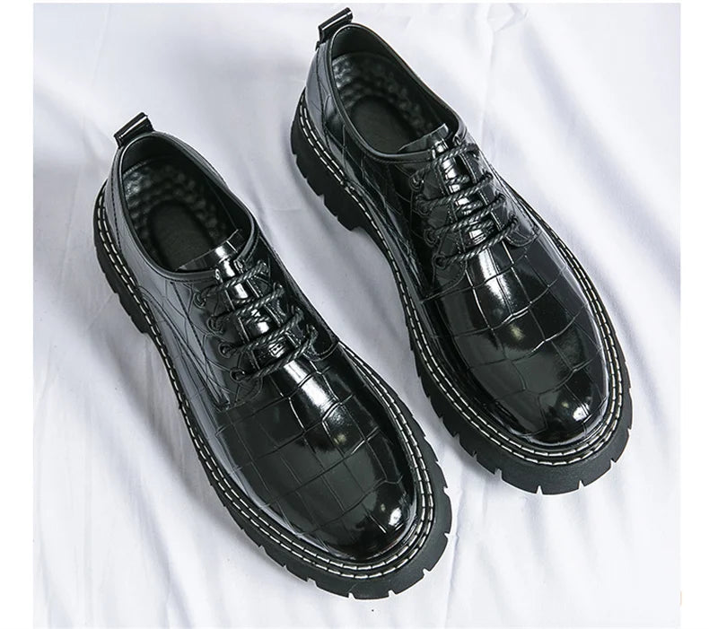 Zapatos Vestir Marrones Hombre | A Cuadros Cordones Punta Redonda Informal Negocios