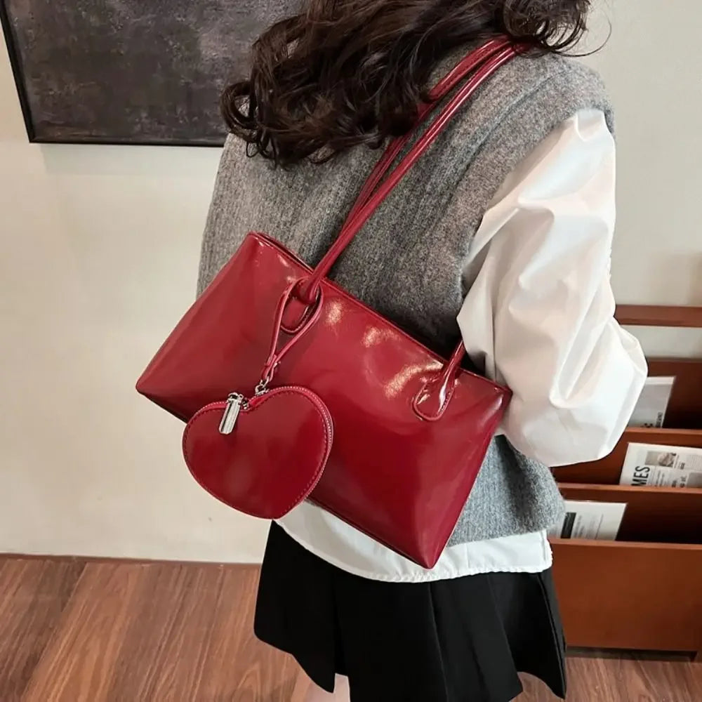 Bolso de Hombro Retro para Mujer | Piel Sintética Roja con Monedero | Gran Capacidad | Ticotrendy