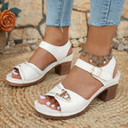 Sandalias de Tacón Alto para Mujer | Blancas | Suela Gruesa y Antideslizante