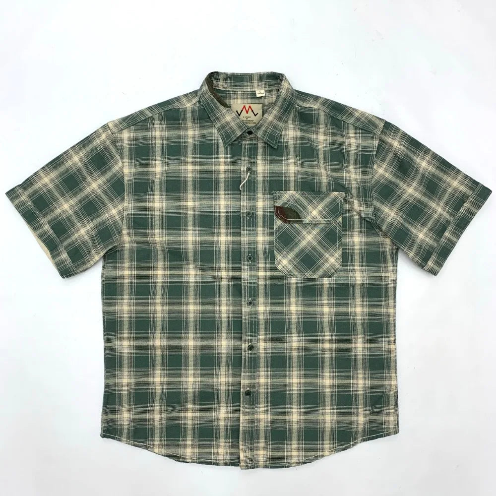 Camisa Cuadros Hombre | Algodón 100% | Estilo Retro Japonés | Manga Corta | Ticotrendy Costa Rica