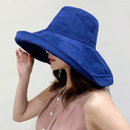 Sombrero con forma de cubo para mujer, sombrero de pescador panameño para las cuatro estaciones, ala grande, doble cara, Color sólido, visera, primavera y verano, 2025