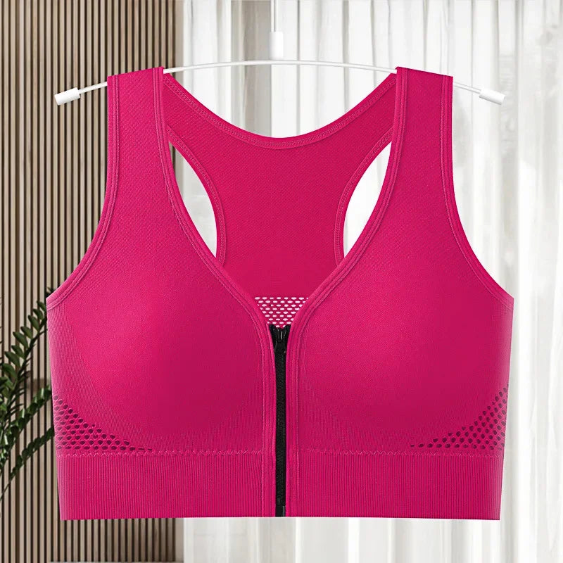Top Deportivo Cremallera Frontal | Cuello V | Acolchado Sin Costuras | Ticotrendy