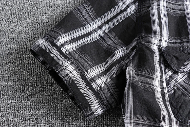 Camiseta Cuadros Vintage Hombre | Algodón Lavado | Dos Bolsillos | Estilo Costa Oeste | Ticotrendy