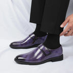 Zapatos Formales Morados Hombre | Charol Punta Estrecha Sin Cordones Cómodos Negocios
