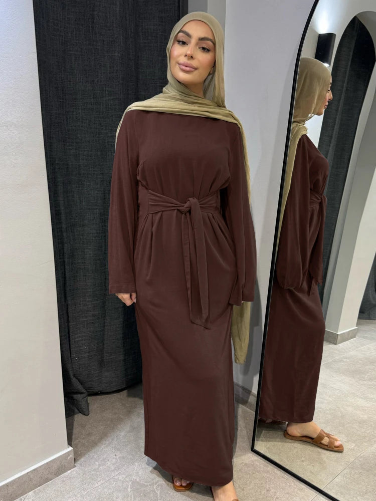 Vestido Bandage de lino y algodón Eid para mujer, vestido de fiesta Abaya musulmán, caftán árabe de Dubái, Turquía, Marruecos, vestido islámico