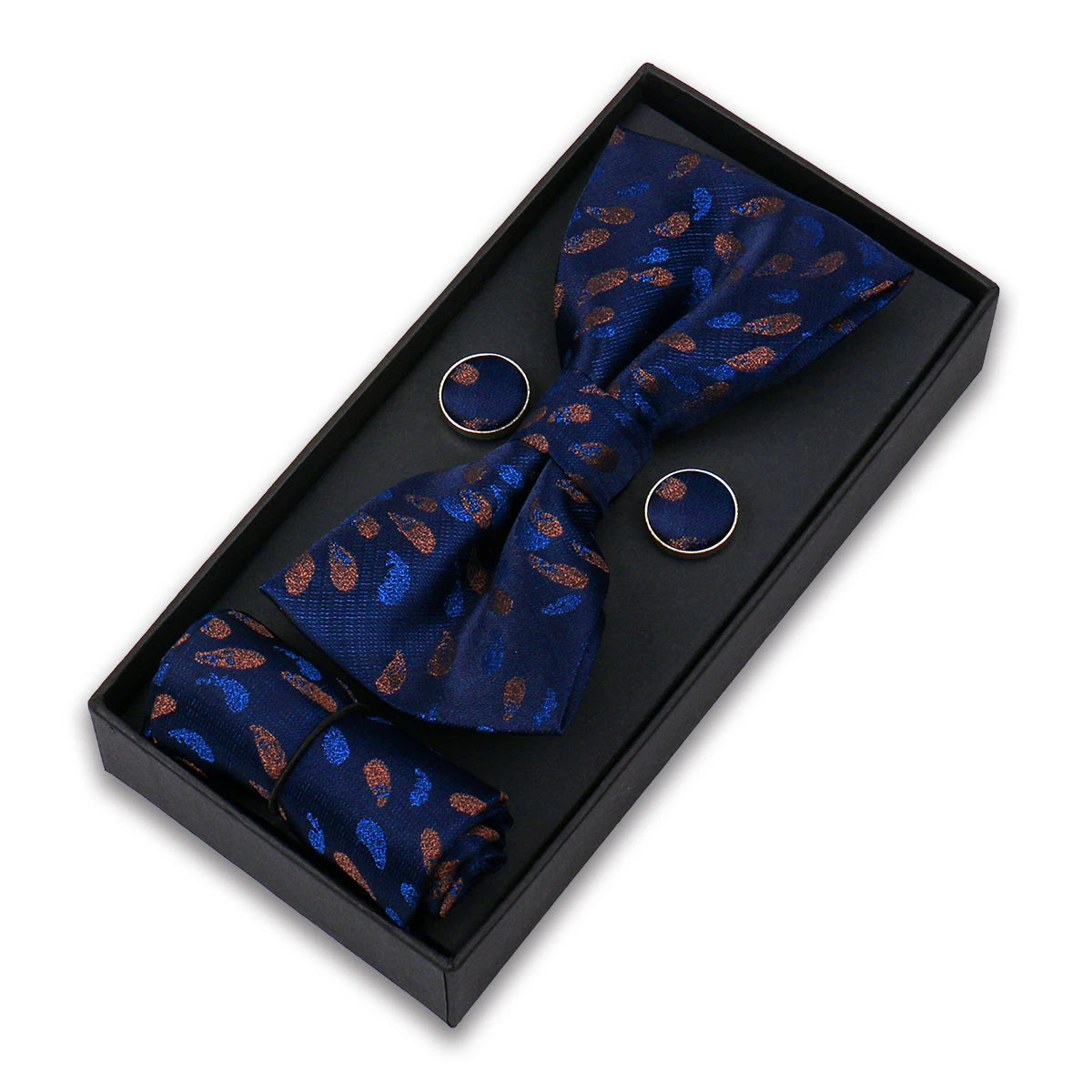 Set De Pajarita Pañuelo Gemelos Regalo Elegante Estilo Para Hombres