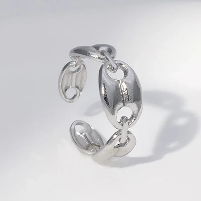 Anillos de café cubanos de Hip Hop para mujeres y hombres, anillos abiertos ajustables de acero inoxidable de Color dorado y plateado, accesorios de regalo