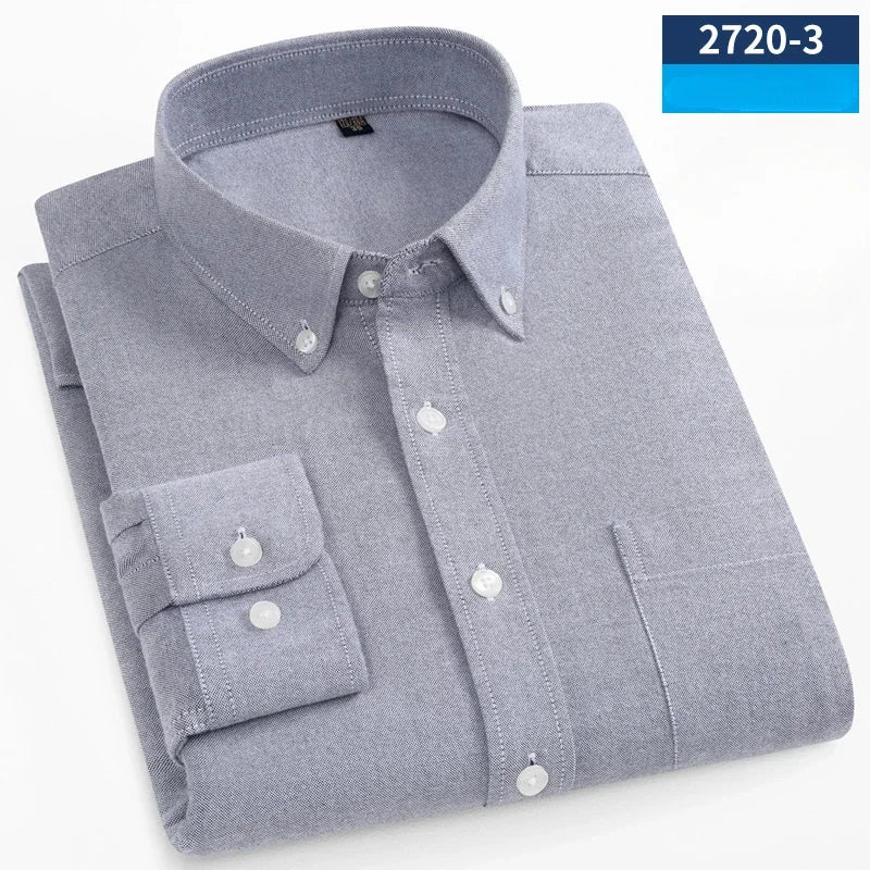Camisa Oxford Cepillado | Algodón 100% | Ajuste Formal | Blanca Sólida | Ticotrendy