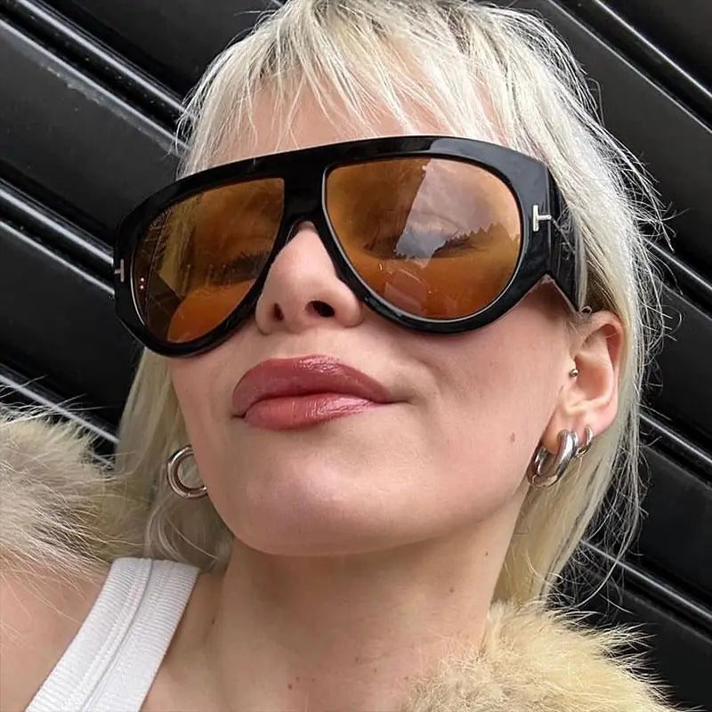 Gafas Sol Piloto Gran Tamaño Punk | Montura Grande UV400 Diseño Lujo Unisex