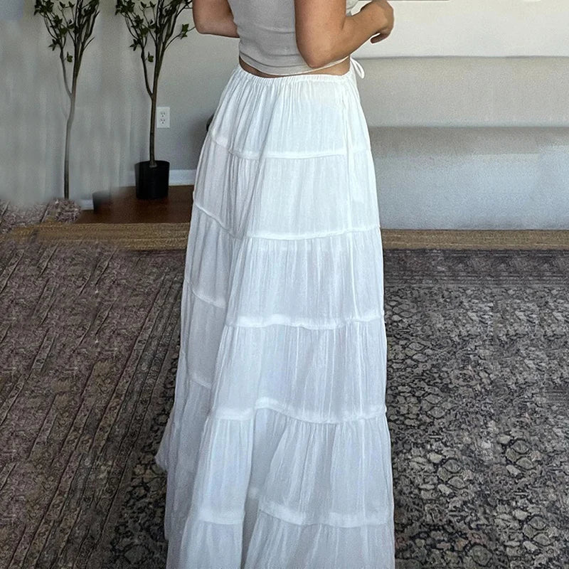 Falda Larga Plisada Playa Verano Estilo Casual Mujer Costa Rica